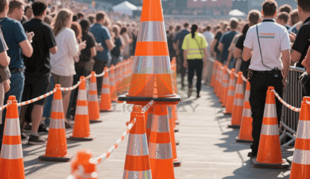 Conos de trafico que ayudan al control peatonal